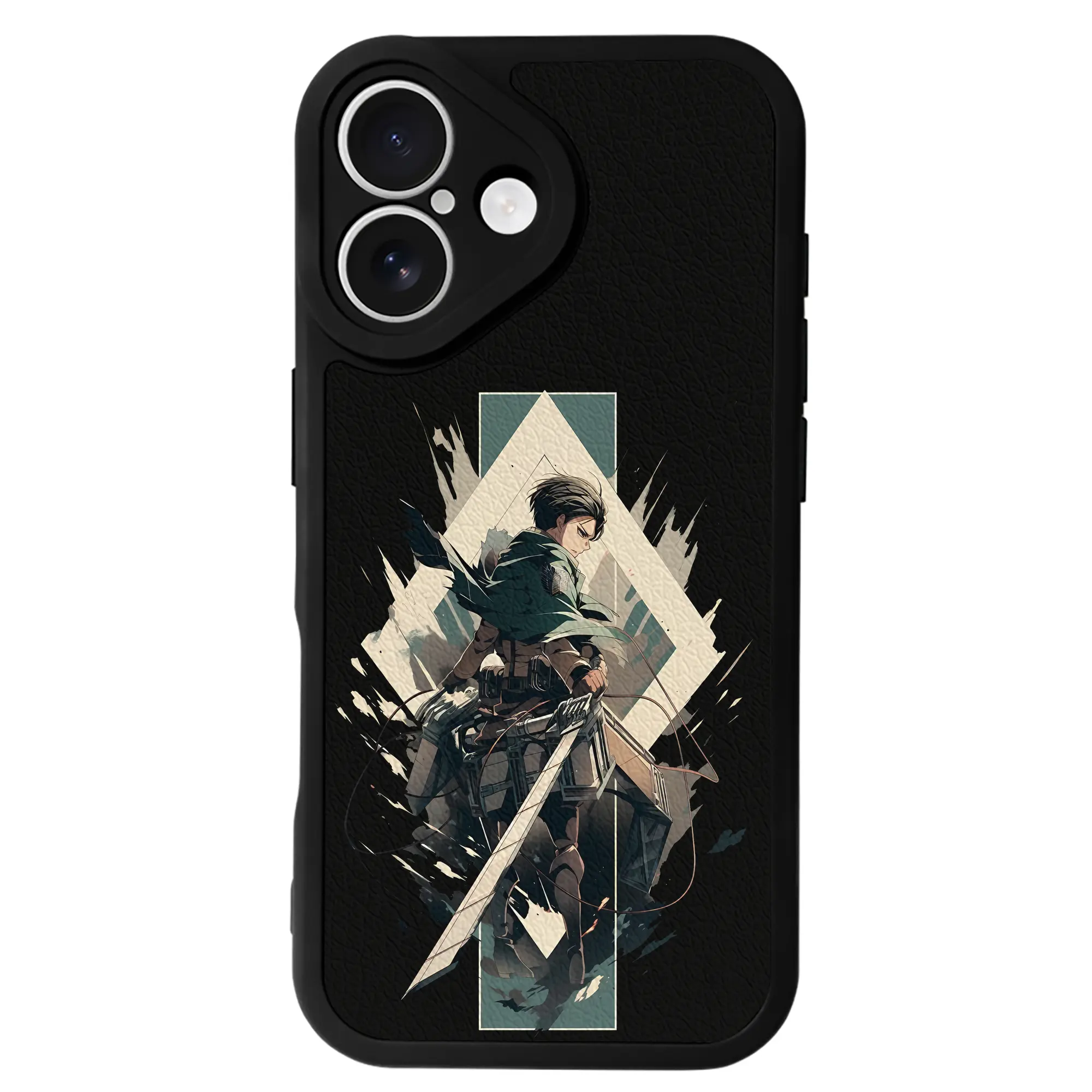 進撃の巨人 グッズ リヴァイ・アッカーマン - IPhone 16シリーズ対応 ・ シリコンスマホケース ・ レザー調 ・ 高精度フィット ・ 耐衝撃 ・ ワイヤレス充電対応 ・ 精密カット